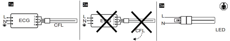 Anschlusszeichnung LED-Ersatz für EVG