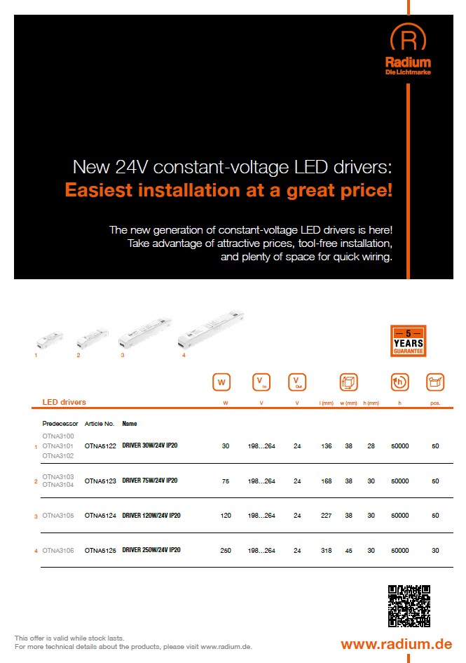 Flyer constant-voltage 24V LED drivers