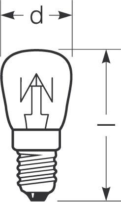 Zeichnung - Pear shape lamp 300°C,  clear, P 15W/230/300C/C/E14