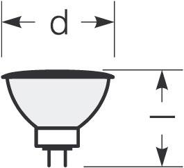 Zeichnung - Low voltage halogen dichroic lamp , RJLS 20W/12/MEGA/WFL/GU4