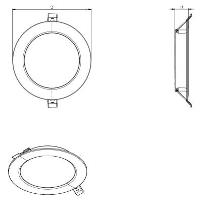 Zeichnung - LED Downlight Essence IP54, 120-130mm 9W/830 IP54