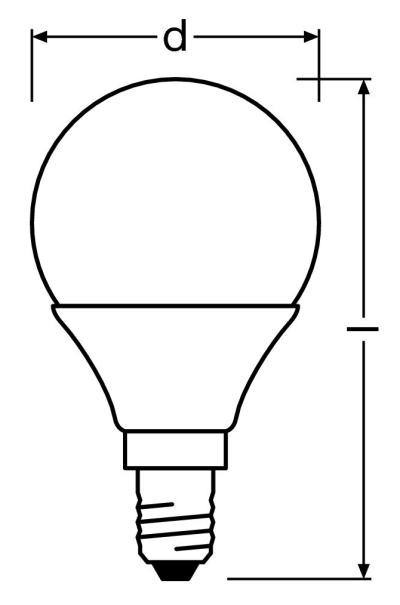 Zeichnung - LED Star Sphérique, dépoli, RL-D40 DIM 5,3W/230/F/827/E14