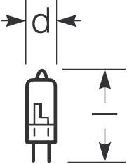 Zeichnung - Low voltage halogen pin base lamp, RJL 10W/12/SKY/G4
