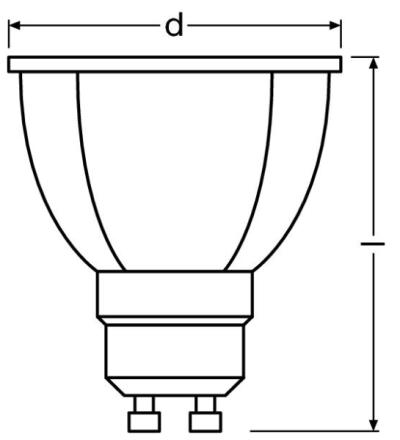 Zeichnung - LED PAR16 , RL PAR16 50 4,8W/230/WFL/865/GU10