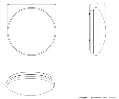 Zeichnung - Eclairage LED en surface Essence IP54, Surface E 480 40W CCT