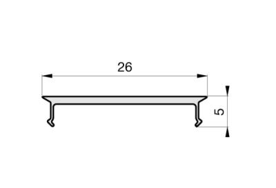 Zeichnung - Couvercle mat / diffus pour profil M, Cover MEDIUM, longueur 1m