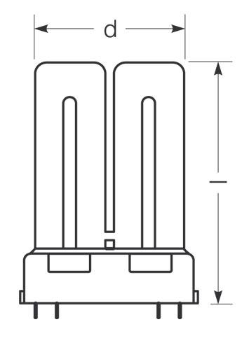 Zeichnung - Kompaktleuchtstofflampe Ralux®Twin , RX-TW 24W/830/2G10