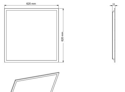 Zeichnung - LED-Rasterleuchte Essence, Panel 625, 33W/830 IP40