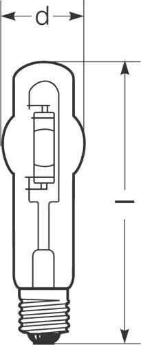 Zeichnung - Lampe aux iodures métalliques, brûleur quartz, HRI-BT 400W/D/PRO/230/E40