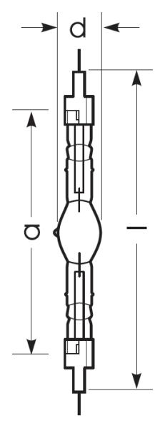 Zeichnung - Lampe aux iodures métalliques, brûleur quartz, HRI-TS 2000W/D/S/DP/400