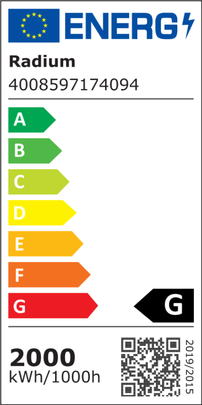 Energielabel - Halogen lamp double based, RJH-TS 2000W/230/C/R7S