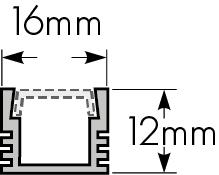 Zeichnung - Aluminium U-profile for LED stripe, TRACK-U 16/12/AE