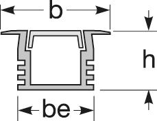 Zeichnung - Aluminium wing profile for LED stripe, Slim Track-F 22/12/T13I
