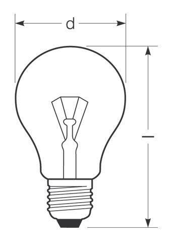 Zeichnung - Standardlampe, klar, A 40W/230/C/E27