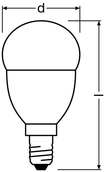 Zeichnung - LED Essence Mini-Ball, frosted, RL-D40 5,7W/230/F/827/E14