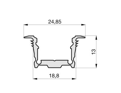 Zeichnung - Profil en aluminium intégré pour 1 bande LED, Wing profil SMALL, longueur 5m