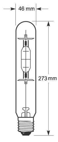 Zeichnung - Halogenmetalldampflampe, Quarzbrenner , HRI-T 400W/230/B/E40