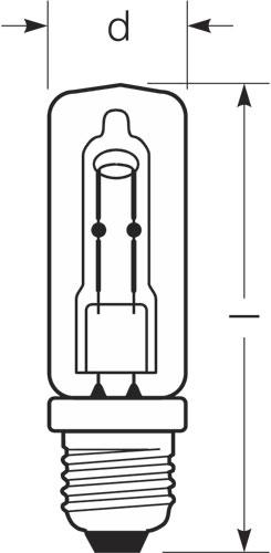 Zeichnung - Halogenlampe mit Hüllkolben, klar , RJH-TD 205W/240/C/E27