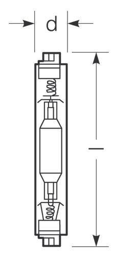 Zeichnung - Lampe aux iodures métalliques, brûleur quartz, HRI-TS 250W/D/PRO/230/FC2