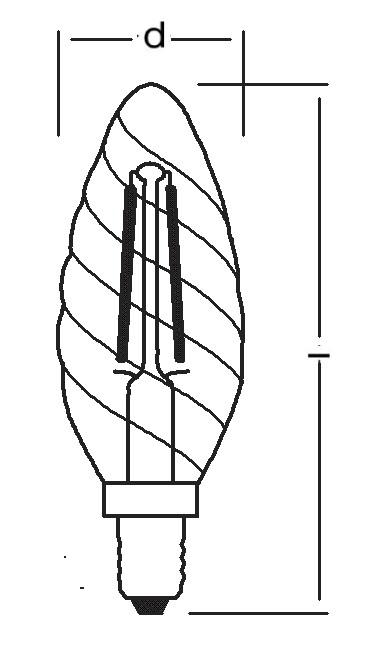 Zeichnung - LED Essence Candle, Filament, RL-CW40 827/C/E14 FIL