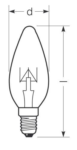 Zeichnung - Kerzenlampe, klar, C 40W/230/C/E14
