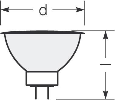 Zeichnung - Low voltage halogen dichroic lamp, RJLS 50W/12/SP/GU5.3