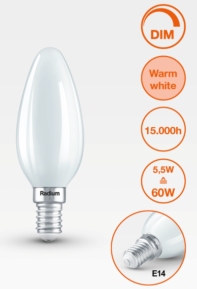 Produktbild - LED Star Candle, frosted, RL-C60 DIM 827/F/E14