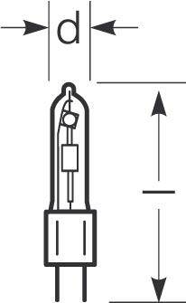 Zeichnung - Metal halide lamp with ceramic burner , RCI-TC 20W/WDL/230/G8.5