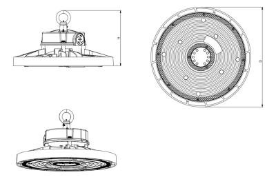 Zeichnung - Luminaire industriel à LED Star IP65, 100W PS CCT SR BS