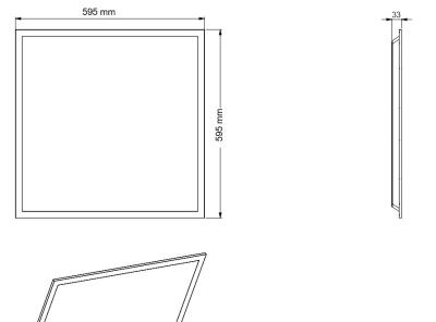 Zeichnung - LED-Rasterleuchte Essence, Panel 600, 33W/830 IP40