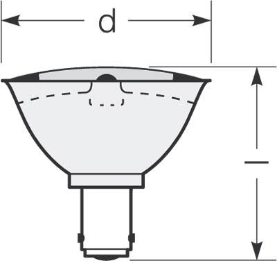 Zeichnung - Niedervolt-Halogenlampe mit Reflektor , RJL 50W/12/SKY/FL/BA15D