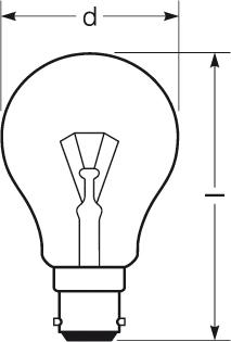 Zeichnung - Lampe standard, claire, A 75W/230/C/B22D EX