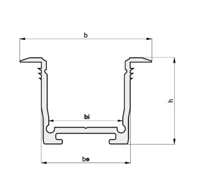 Zeichnung - Profil en aluminium intégré pour 2 bandes LED, Profil d'aile MEDIUM, longueur 3m