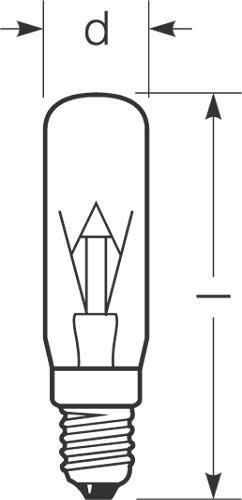 Zeichnung - Tubular lamp, clear , T 25W/230/R4/C/E14