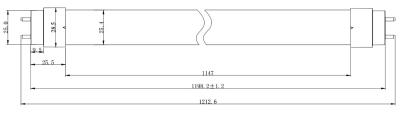 Zeichnung - DC Tube für externe Treiber, LED T8 NEO 36 840/G13
