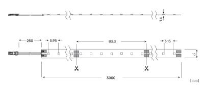 Zeichnung - LED Strip with plug connector, LED STRIP 900WD EH 930-919/24V 3M