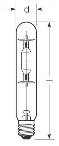 Zeichnung - Lampe aux iodures métalliques, brûleur quartz, HRI-T 400/NSC/S/230/E40