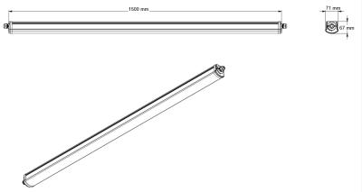Zeichnung - LED-Feuchtraumleuchte Star IP66, 1500/865 PS SR THRW