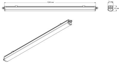 Zeichnung - LED-Feuchtraumleuchte Star IP66, 1200/840 PS SR THRW