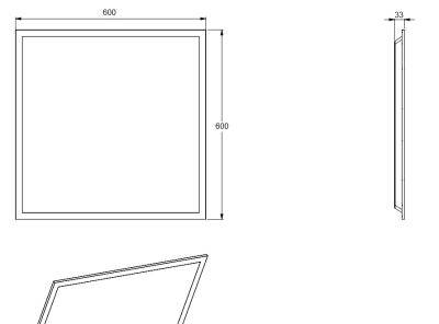 Zeichnung - LED-Rasterleuchte Star, Panel 600, 30W PS CCT UGR IP40