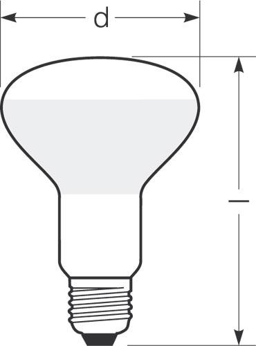 Zeichnung - LED Star R80, RL R80 70 DIM 5,5W/230/WFL/827/E27