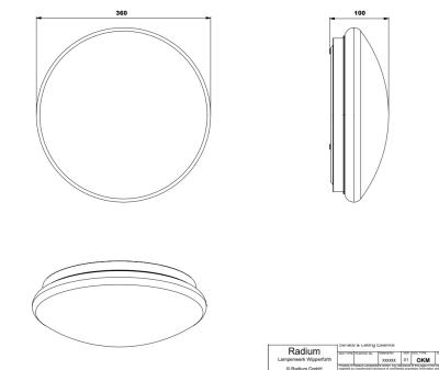Zeichnung - Eclairage LED en surface Essence IP54, Surface E 360 23.5W CCT