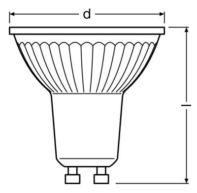 Zeichnung - LED Essence PAR16, RL PAR16 50 4,7W/230/WFL/827/GU10