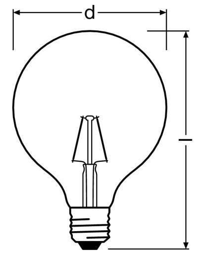 Zeichnung - LED Ambiente LUX Globe, RL-G125 54 824/C/E27 FIL Gold