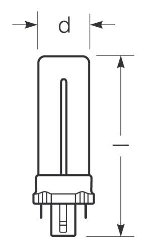 Zeichnung - Compact fluorescent lamp Ralux® , RX-S 9W/830/G23