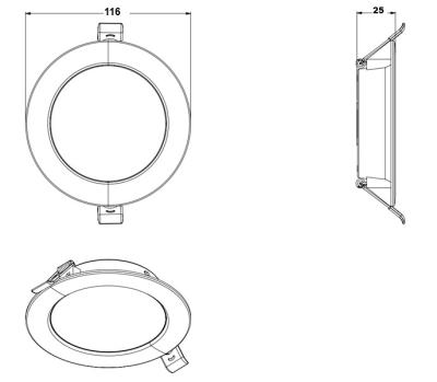 Zeichnung - LED Downlight Essence IP54, 95-105mm 7.5W/830