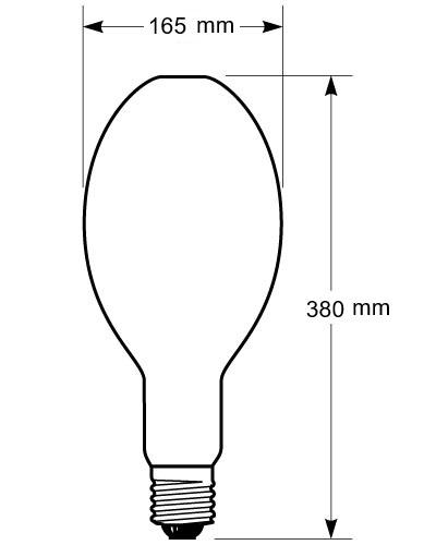 Zeichnung - Halogenmetalldampflampe, Quarzbrenner , HRI-E 1000W/NSC/230/F/E40