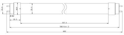 Zeichnung - DC Tube für externe Treiber, LED T8 NEO 18 840/G13