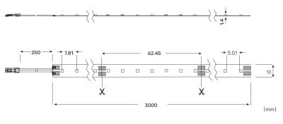 Zeichnung - LED Strip with plug connector, LED STRIP 1500 EH 927/24V 3M
