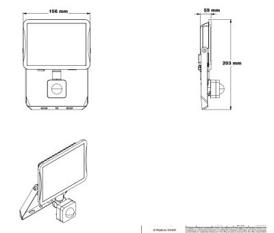 Zeichnung - LED Floodlight Star IP65 SENSOR, 3000/830 black
